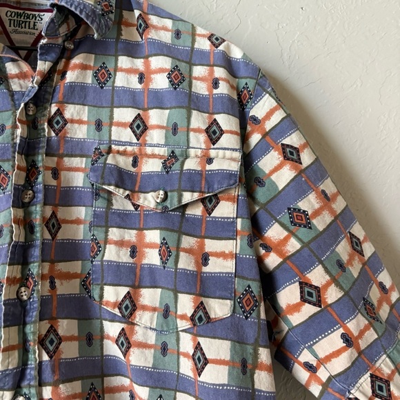 Cowboys’ Turtle Association Southwestern Print Shirt – Medium - Picture 2 of 9